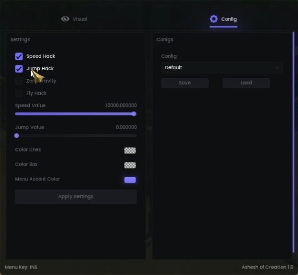 ashes of creation speed hack menu